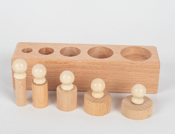 Alat Pembelajaran Dini Balok Sensorik Kognitif, Model Kayu Asli [Diameter Lebih Besar, Tinggi Lebih Rendah]