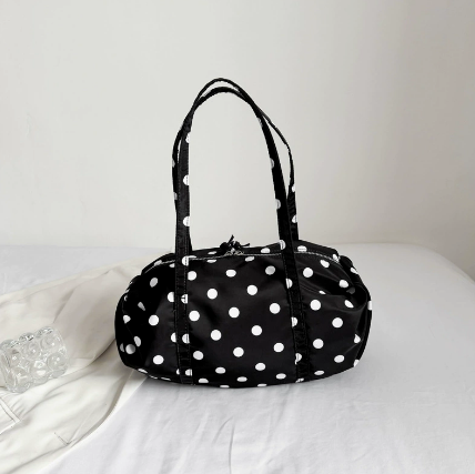 Sweet and Cute Polka Dot Bag, New Niche Style, Casual and Versatile, Large Capacity, Single-Shoulder Bowling Bag for Commuting