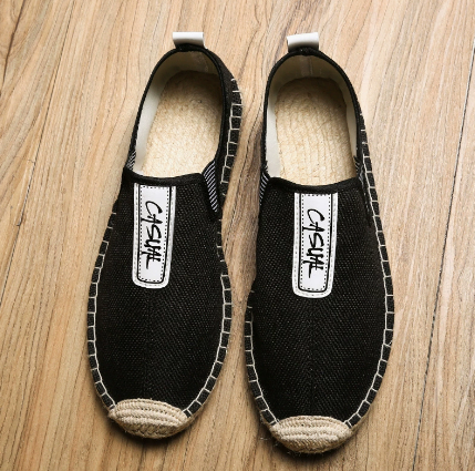 Summer Canvas Shoes for Men, Couple's Slip-On Shoes, Men's Linen Straw Shoes, Breathable, Shock-Absorbing, Casual and Versatile