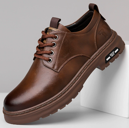 2024 Spring and Autumn New Men's Car Stitch Casual Leather Shoes Men's Retro Tooling Big Head Wear-resistant Lace-up Leather Shoes