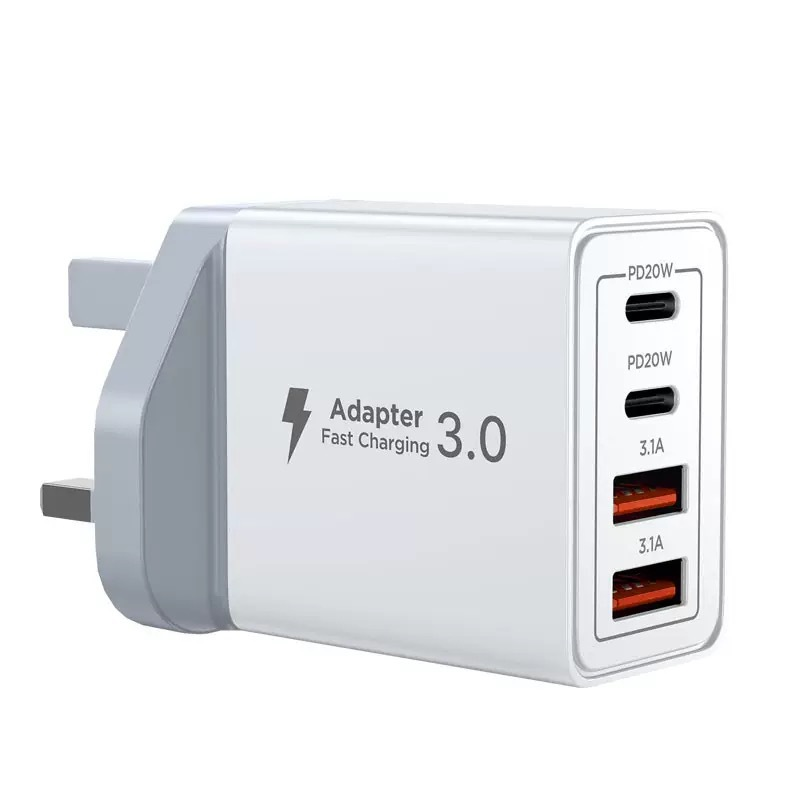 Amazon's Best-Selling British Standard 55W Multi-Port USB Charger with Dual Pd20W and Dual Usb3.1A Four-Port Certified Charging Head